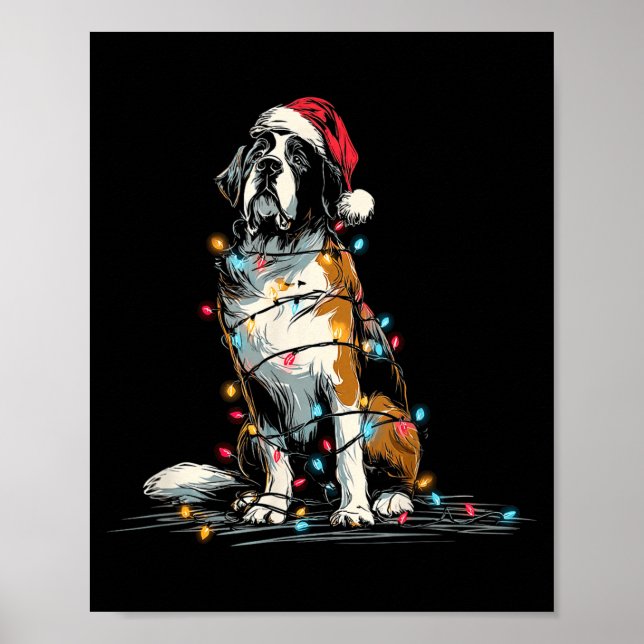 Poster Funny St. Saint Bernard Christmas Graphics Dog Lig (Devant)