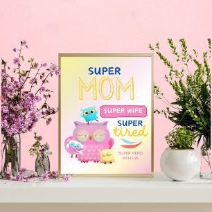 Poster Funny Super Maman, Femme, Fête des Mères Super Fat