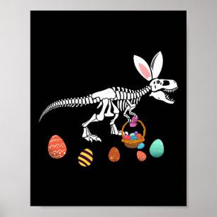 Poster Funny T Rex Pâques Squelette Lapin Sket Chasse aux