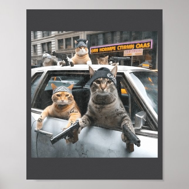 Poster Funny Tactical Cat Meme Military Style  (Devant)
