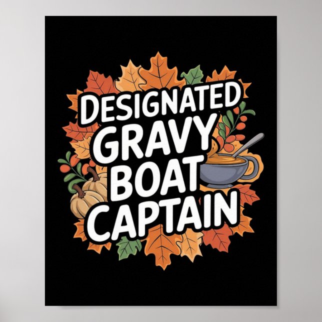 Poster Funny Thanksgiving Food - Gravy Boat Captain  (Devant)
