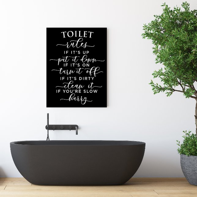 Poster Funny Toilet Rules – Elegant White Text on Black (Funny Toilet Rules – Elegant White Text on Black Poster)