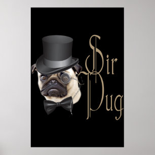 Poster Funny Top Hat Monocle Sir Carlin Chien