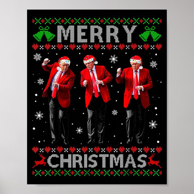 Poster Funny Trump Dance Merry Christmas Ugly Xmas Sweate (Devant)