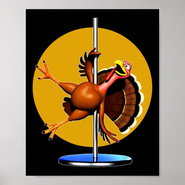 Poster Funny Turkey Dancing Apparel Dancing Pole Thanksgi (Devant)