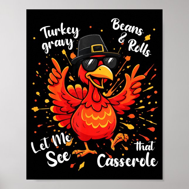 Poster Funny Turkey Gravy Beans And Rolls Cerole Thanksgi (Devant)