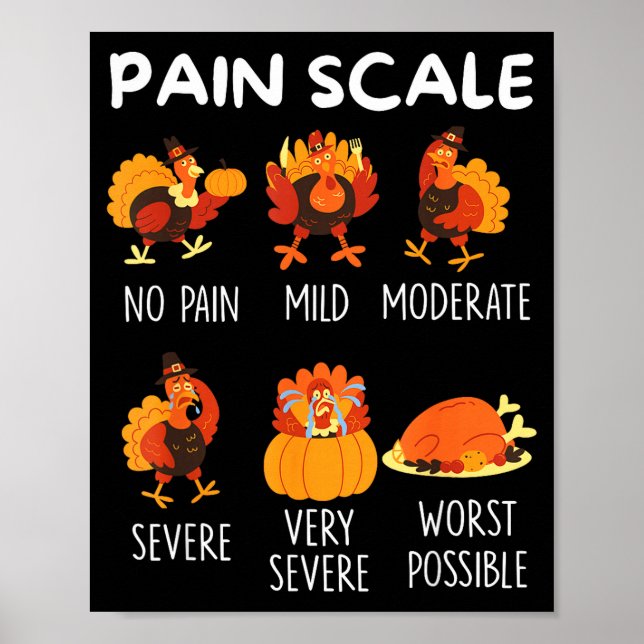 Poster Funny Turkey Pain Scale Thanksgiving Cna Er Nurse  (Devant)