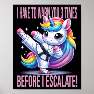 Poster Funny Unicorn Arts Martiaux Karate Pour Filles