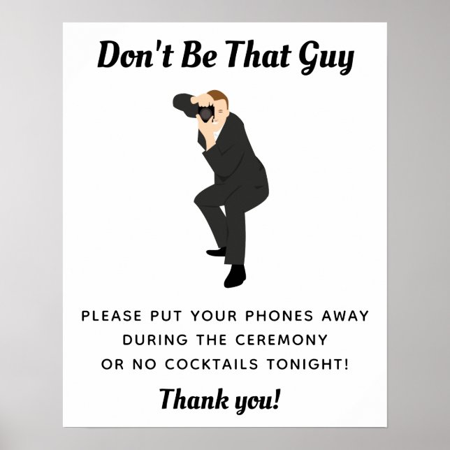 Poster Funny Unplugged Ceremony Sign for Mariage (Devant)
