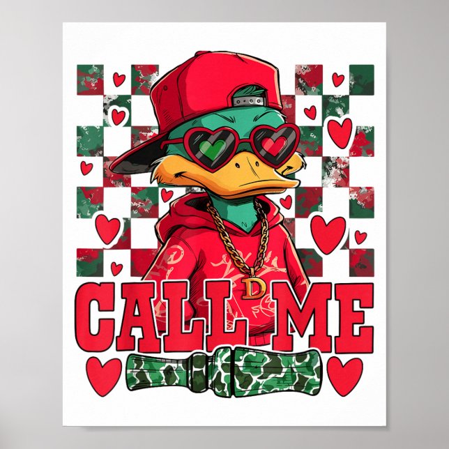 Poster Funny Valentine's Day Boy Duck Hunting Call Me Tod (Devant)
