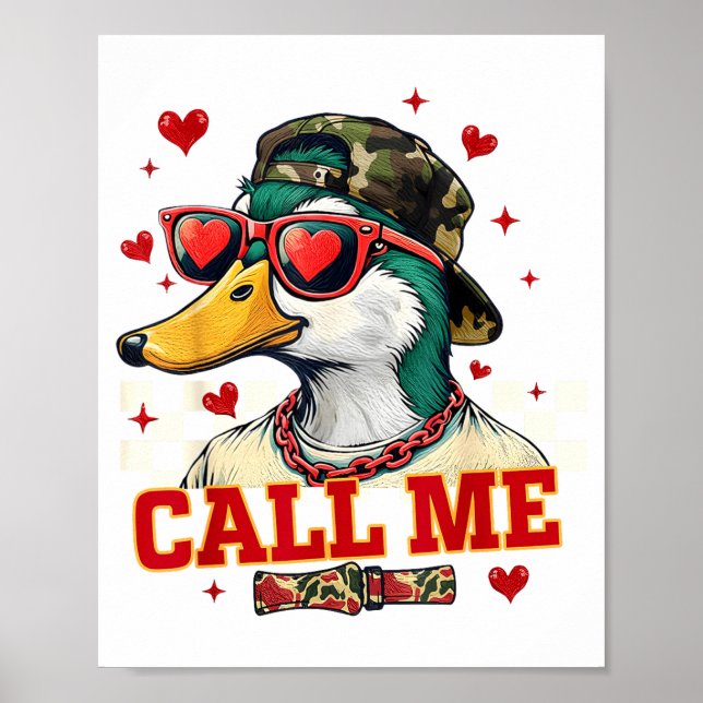 Poster Funny Valentine's Day Boy Duck Hunting Call Me Tod (Devant)