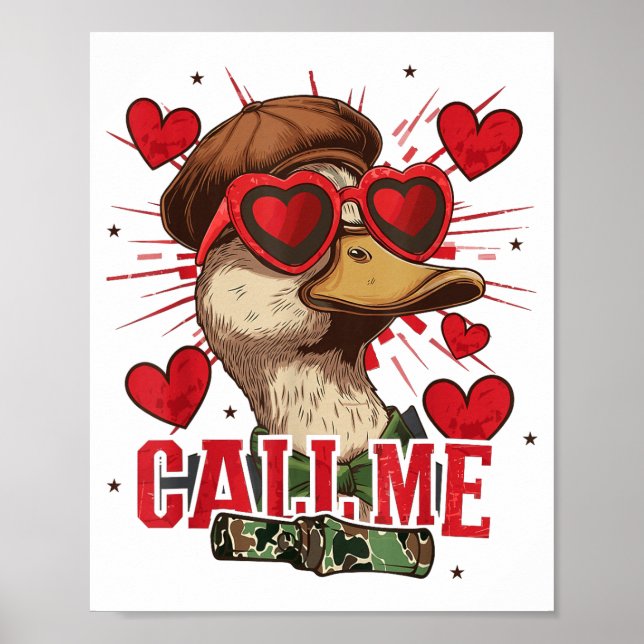 Poster Funny Valentine's Day Boy Duck Hunting Call Me Tod (Devant)