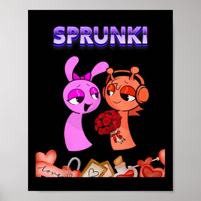 Poster Funny Valentines Day Sprunki Coeur Pour Enfants Fi (Devant)