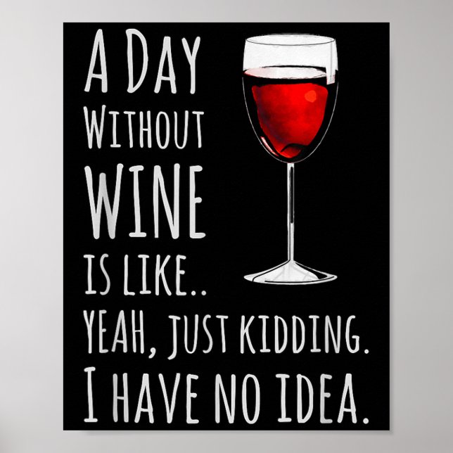 Poster Funny Wine S_ A Day Without Wine Is Like Just Kidd (Devant)