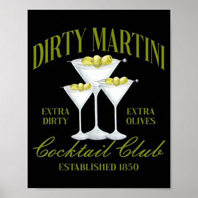 Poster Funny Womens Dirty Martini Social Club Drinking Ta (Devant)