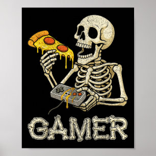 Poster Funny Zza Gamer Skeleton Gamer Ado Boys Video Gam