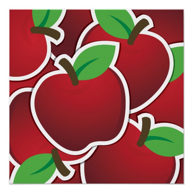 Poster Funy red apples (Devant)