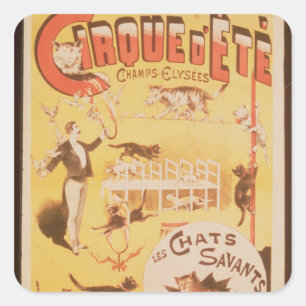 Poster für den Cirque d'Ete im Internet Quadratischer Aufkleber