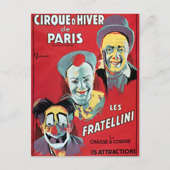 Poster für den "Cirque d'Hiver de Paris" Postkarte (Vorderseite)