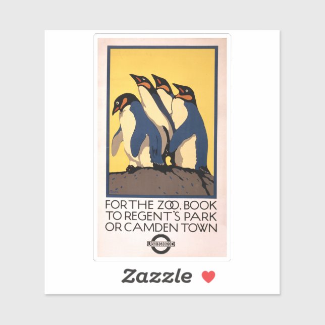 Poster für den U-Bahn-Verkehr zum Londoner Zoo Aufkleber (Blatt)