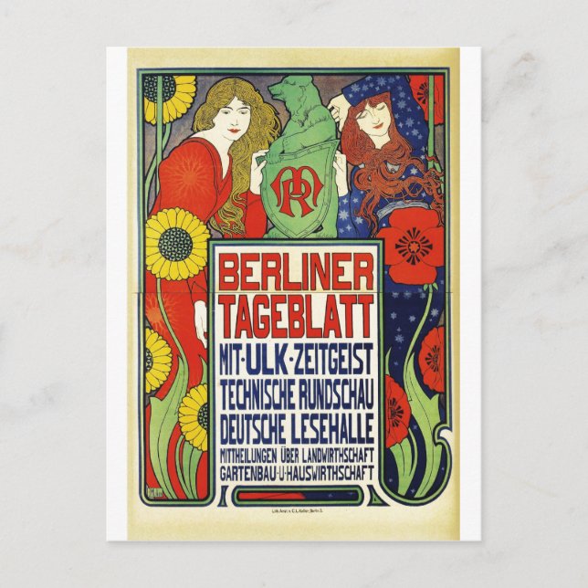 Poster für die Zeitung Berliner Tageblatt, 1899 Postkarte (Vorderseite)