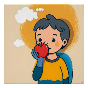 Poster für Kinder und Apfel