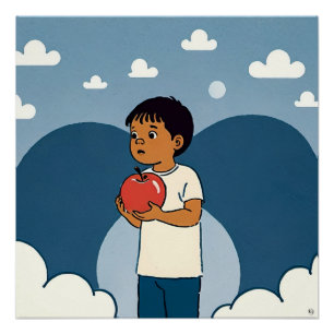 Poster für Kinder und Apfel