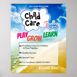 Poster für Kinderbetreuung in der Kinderbetreuung