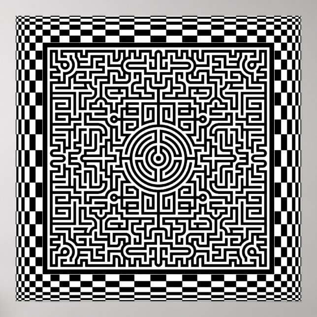 Poster für Op-Art-Labyrinthe und Schachbretts (Vorne)
