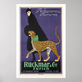 Poster Fur Products Fourrures Zurich Switzerland Vintage