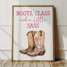Poster für rosa Cowgirl-Kinder Western-Raumdekorat