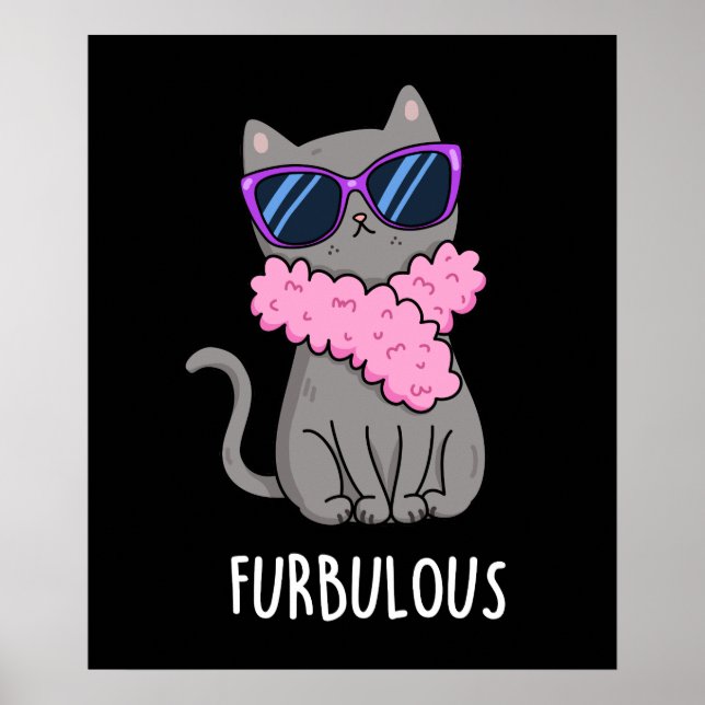 Poster Furbulant amusant élégant jeu de chatons Dark BG (Devant)