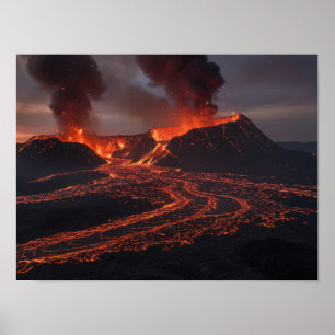 Poster Fureur volcanique : éruption et écoulement au crép