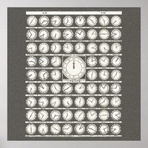 Poster Fuseaux horaires du monde de l'art vintage - affic