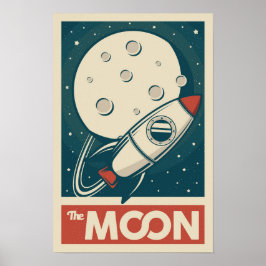 Poster Fusée Galaxy Rétro Lune