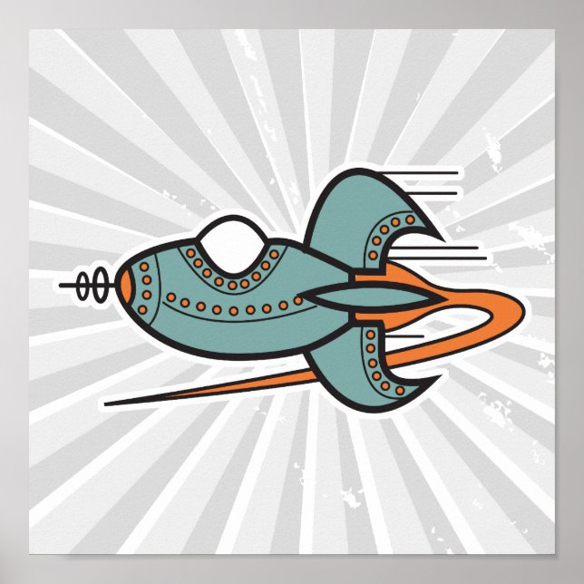 Poster fusée rétro (Devant)