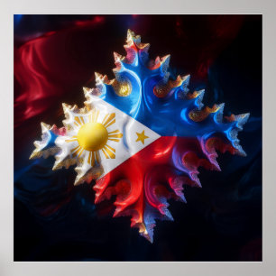 Poster Fusion Du Drapeau Philippin Et De Mandelbrot Fract