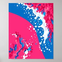 Fusion dynamique de vagues roses, bleues et blanch