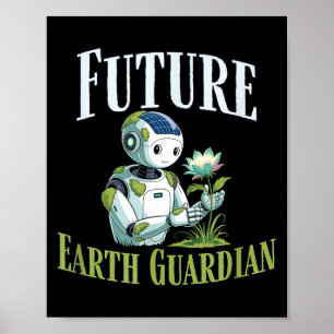 Poster Futur gardien de la Terre robot mignon solarpunk T