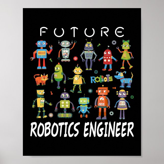 Poster Futur ingénieur en robotique Technicien Drôle Vint (Devant)