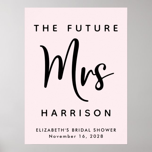 Poster Futur Mme Personnalisé Rose pour Enterrement de Vi (Devant)