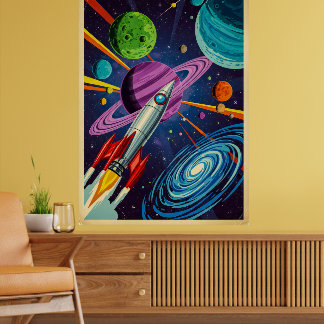 Poster Futurisme rétro Sci-Fi Space Exploration Mur Art