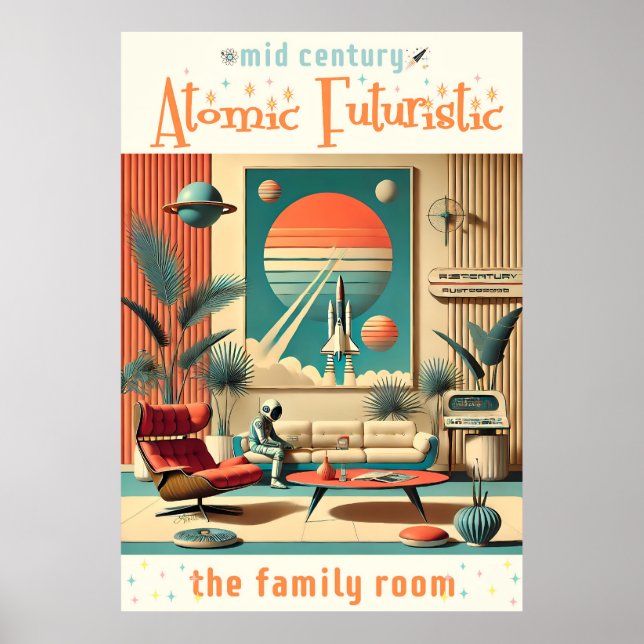 Poster Futuriste atomique Floride Espace Age Chambre Fami (Devant)