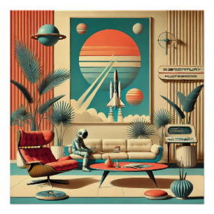 Poster Futuriste atomique Floride Espace Age Chambre Fami