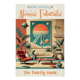 Poster Futuriste atomique Floride Espace Age Chambre Fami