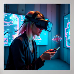 Poster "Futuristic Cyber Gamer avec AR Visor AI