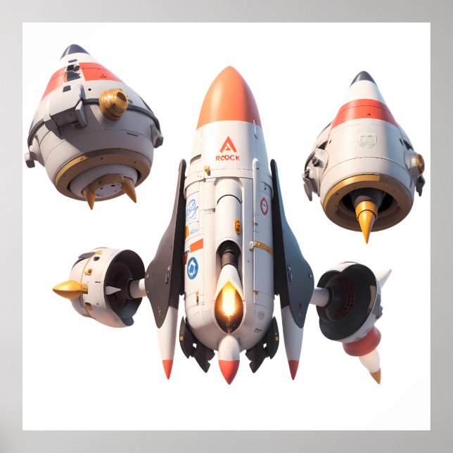 Poster Futuristic Spacecraft Design Detachable Modules (Devant)