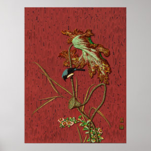 Poster G.A. Audsley Vintage Rouge Oiseau Japonais Art Lot