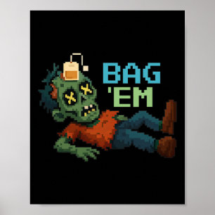 Poster G en Pixel Zombie Tea G Halloween Npc Joueur Meme 