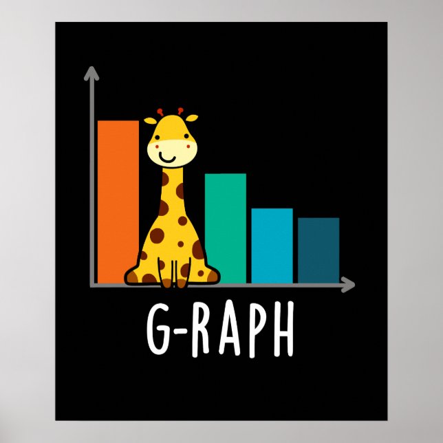 Poster G-raph Funny Giraffe Graph Pun Graph Dark BG (Devant)